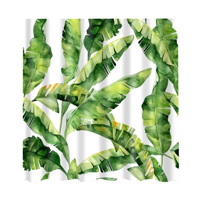 marque generique - rideau de douche décor tissu imperméable avec crochets feuilles de bananier # 1 marque generique  - Meubles de salle de bain marque generique