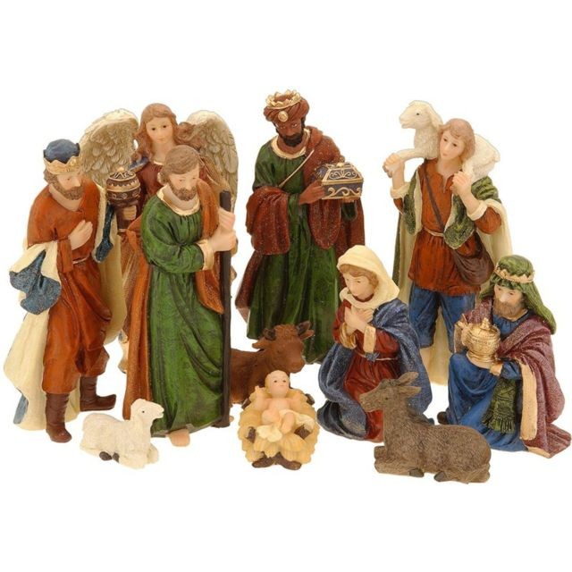 Décorations de Noël Touslescadeaux 11 Figurines de Crèche de Noël - Nativité - Santons de Noël réalistes