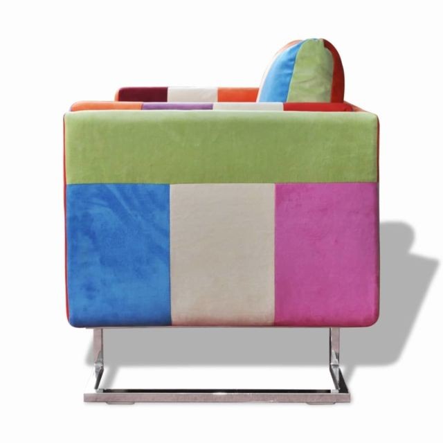 marque generique - Icaverne - Fauteuils club, fauteuils inclinables et chauffeuses lits ensemble Fauteuil cube avec design de patchwork Chrome Tissu - Chauffeuse Maison