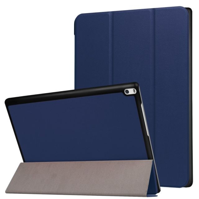 marque generique - Etui en PU stand en trois volets protection bleu sombre pour votre Lenovo Tab 4 10 Plus marque generique  - marque generique