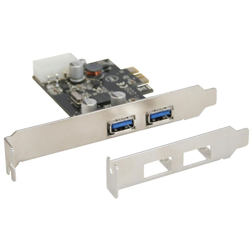 Inline Contrôleur hôte PCIe 2 ports InLine® USB 3.0 avec support de taille normale + profil bas