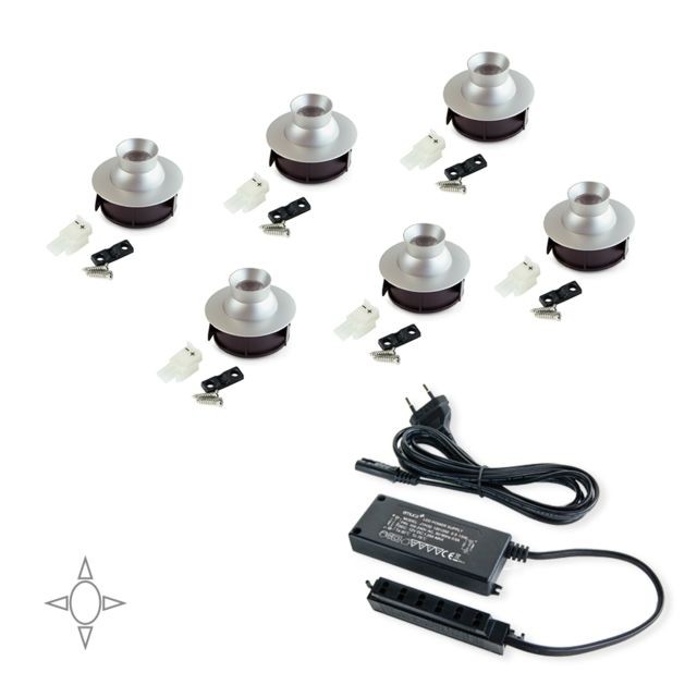 marque generique - Emuca Spots LED, D. 33 mm, orientables, convertisseur 15 W, Lumière blanc natura - Lampes à poser marque generique