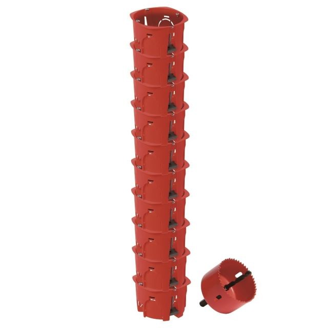 Debflex - Boîtes appareillage DEBFLEX cloison sèche rouge avec scie cloche Lot de 10 - Boîtes d'encastrement Debflex