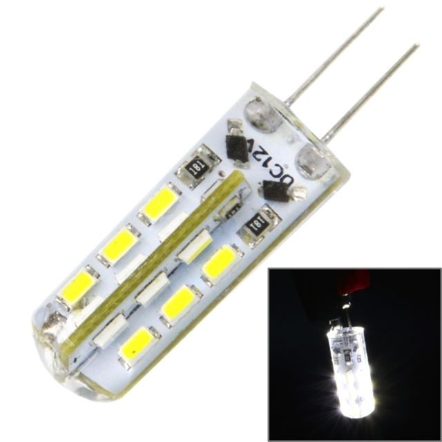 Ampoules LED Wewoo Ampoule G4 2W Lumière Blanche 120LM 24 LED SMD 3014 Silicone de maïs, DC 12V