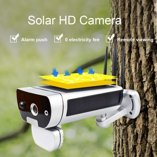 Generic Extérieur solaire IP caméra HD sans fil Wifi Surveillance Vision nocturne Caméra Noir