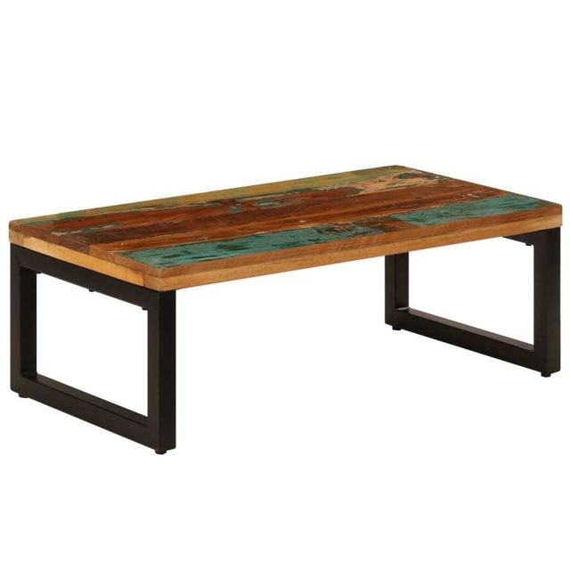 Tables à manger Vidaxl vidaXL Table basse 100x50x35 cm Bois de récupération solide et acier