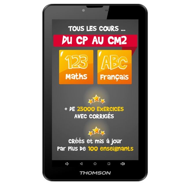 Tablette Android Thomson TEO-QD7BK8E - 7"" - 8 Go - Wifi - Primaire - Noir