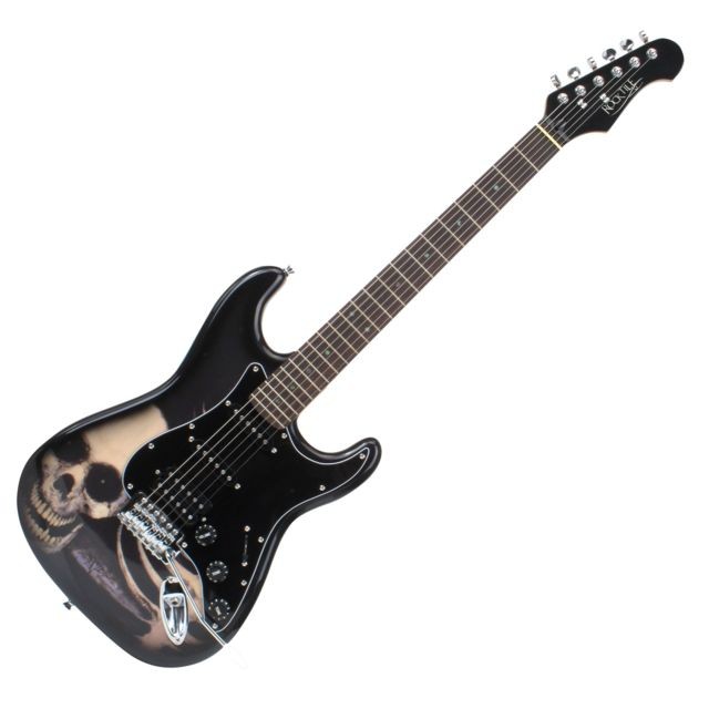 Rocktile - Rocktile Pro ST60-SK guitare électrique (motif crâne) - Instruments de musique