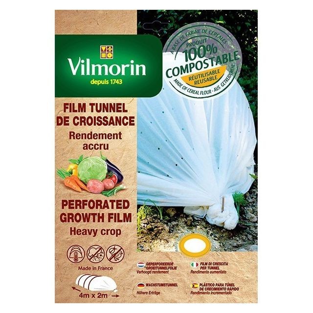 Plantoirs, transplantoirs, sillonneurs, semoirs Vilmorin Film de croissance perforé - farine de céréales -  2m x 8m 20µm