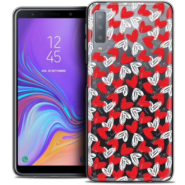 Caseink - Coque Housse Etui Pour Samsung Galaxy A7 (2018) A750 (6 ) [Crystal Gel HD Collection Love Saint Valentin Design With Love - Souple - Ultra Fin - Imprimé en France] Caseink  - Caseink