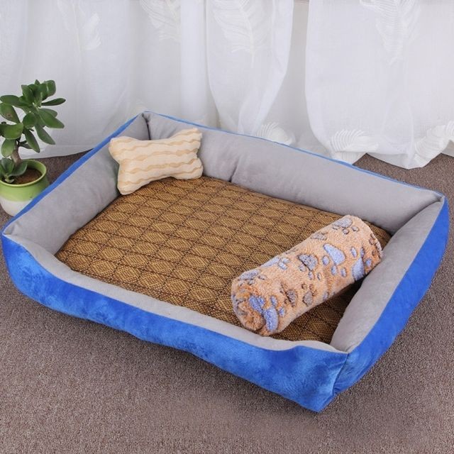Wewoo - Panier pour chien Coussin tapis de chat, avec en rotin et couvertures Taille: M, 70 × 50 × 15 cm (gris clair) Wewoo  - Corbeille pour chien