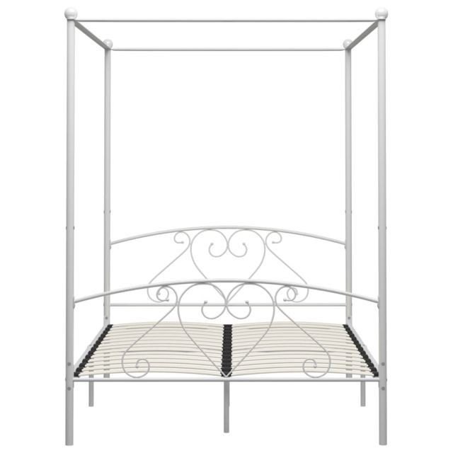 Vidaxl vidaXL Cadre de lit à baldaquin Blanc Métal 160 x 200 cm