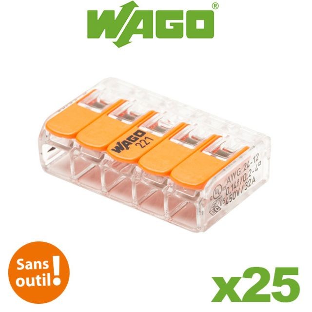 Wago - Wago - Bornes de connexion automatique S221 5 entrées par 25 - Wago