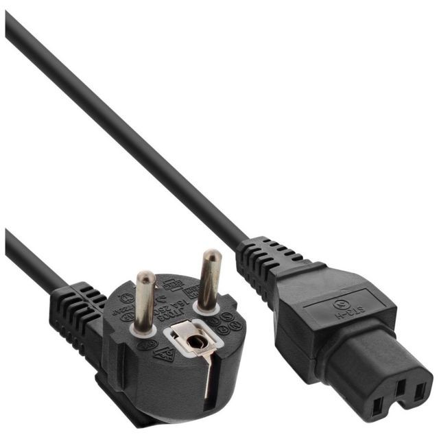 Inline - Câble d'alimentation InLine® CEE7 / 7 coudé vers C15 droit noir 1m Inline  - ASD