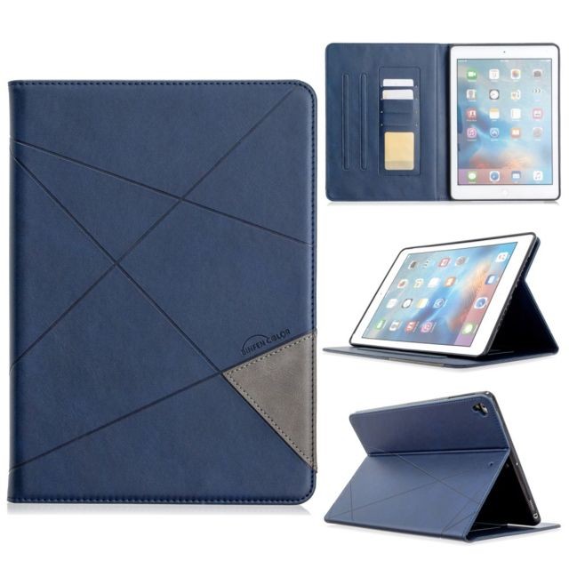 Generic - Etui en PU motif géométrique avec support bleu foncé pour votre Apple iPad Air 2/Air (2013)/iPad 9.7 pouces (2018)/(2017)/Pro 9.7 pouces (2016) Generic  - Housse, étui tablette Generic