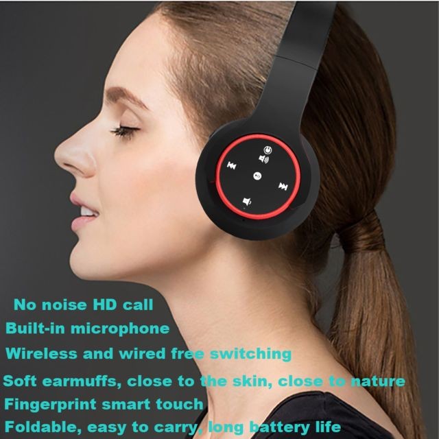 Generic - Bluetooth casque sans fil Salut-Fi Surround Stéréo Micro Pliable casque sur l'oreille Generic  - Casque