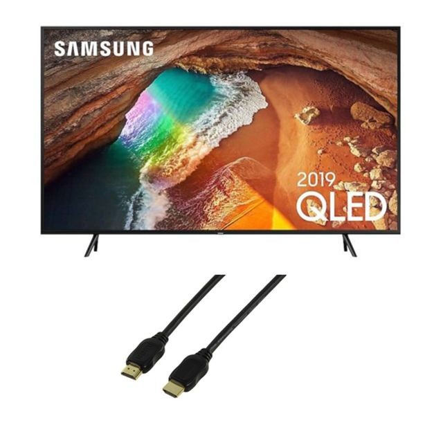 Samsung - TV QLED 55" 138 cm - QE55Q60R + Câble HDMI 1.4 - TV QLED TV, Home Cinéma