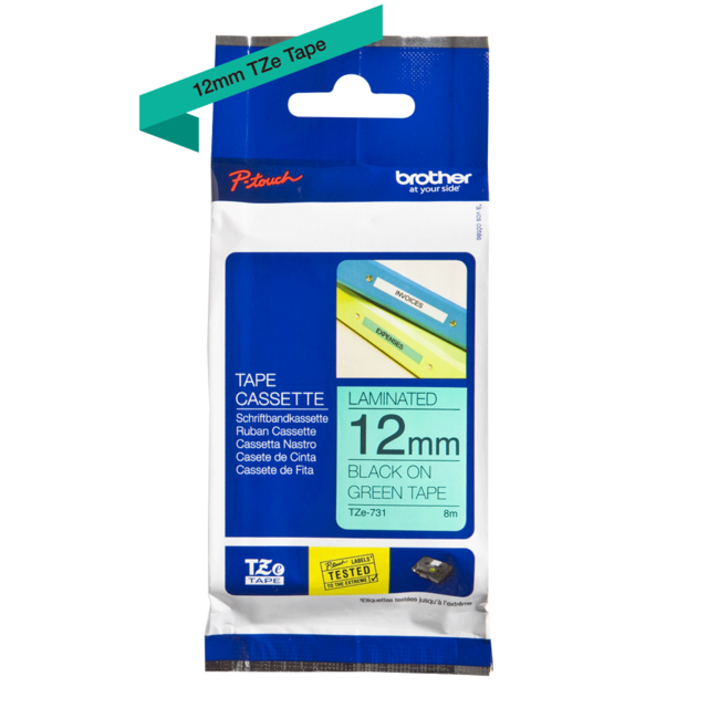 Brother - TZe-731 Ruban vert authentique - 12 mm x 8 m - Brother