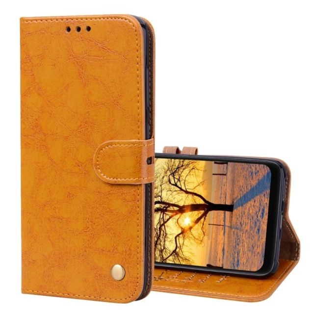 Wewoo - Etui à rabat horizontal en cuir de texture Business Style Oil pour Xiaomi Pocophone F1, avec porte-cartes et porte-cartes (jaune) Wewoo  - Coque, étui smartphone