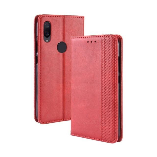 Wewoo - Housse Coque Étui en cuir à boucle magnétique avec texture rétro et pour Xiaomi Redmi Note 7, support emplacements pour cartes porte-monnaie (rouge) Wewoo - Bonnes affaires Accessoire Smartphone