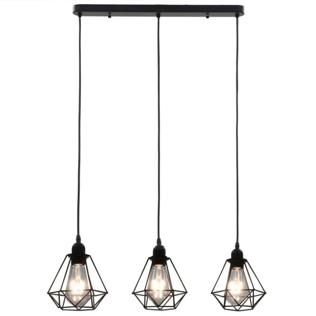 marque generique - Icaverne - Lampes ensemble Plafonnier avec design de diamant Noir 3 ampoules E27 - Lampes à poser marque generique