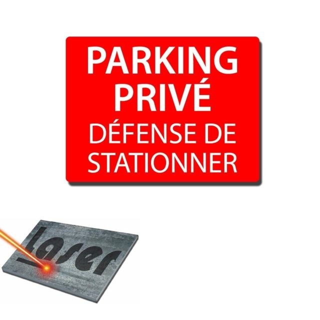 Mygoodprice - Plaque gravée autocollante 20x15 cm ""Parking privé défense de stationner"" fond rouge Mygoodprice  - Extincteur & signalétique