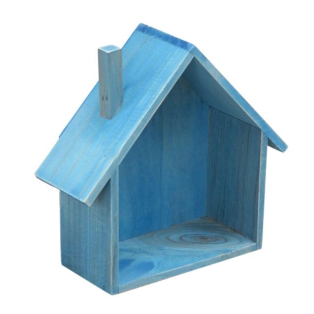 marque generique - Shabby chic maison en bois étagères présentoir boîte murale bleu marque generique  - Armoire