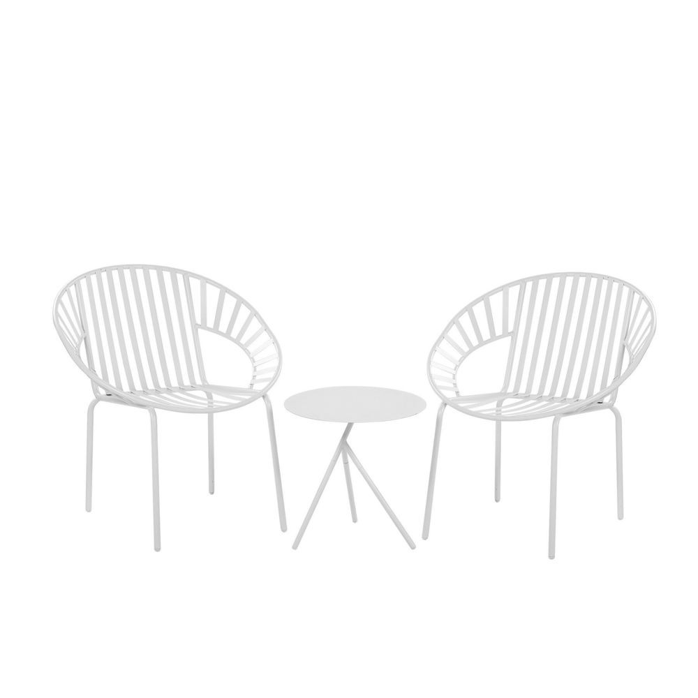 Beliani Beliani Set de terrasse table et 2 chaises en acier blanc LICATA - beige