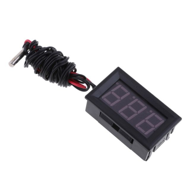 marque generique led dc12v thermomètre numérique mini sonde de température -50-110 celsius rouge
