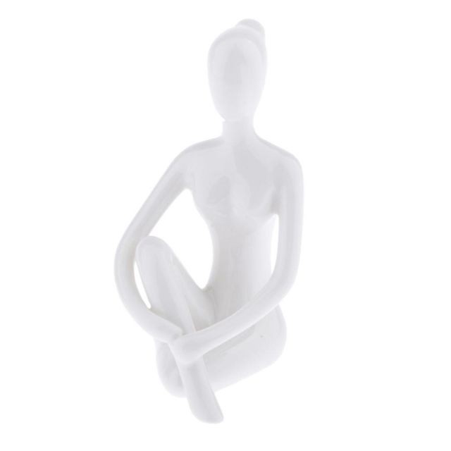 Objets déco marque generique Yoga en céramique Figure Ornement Statue Sculpture Zen Garden Desk Decor Style-05