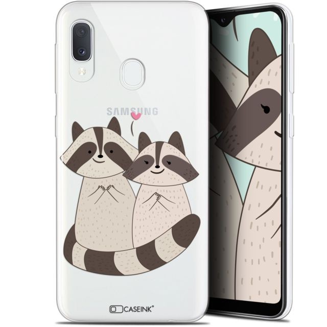Caseink - Coque Pour Samsung Galaxy A20E (5.8 ) [Gel HD Collection Sweetie Design Racoon Love - Souple - Ultra Fin - Imprimé en France] Caseink  - Accessoire Smartphone