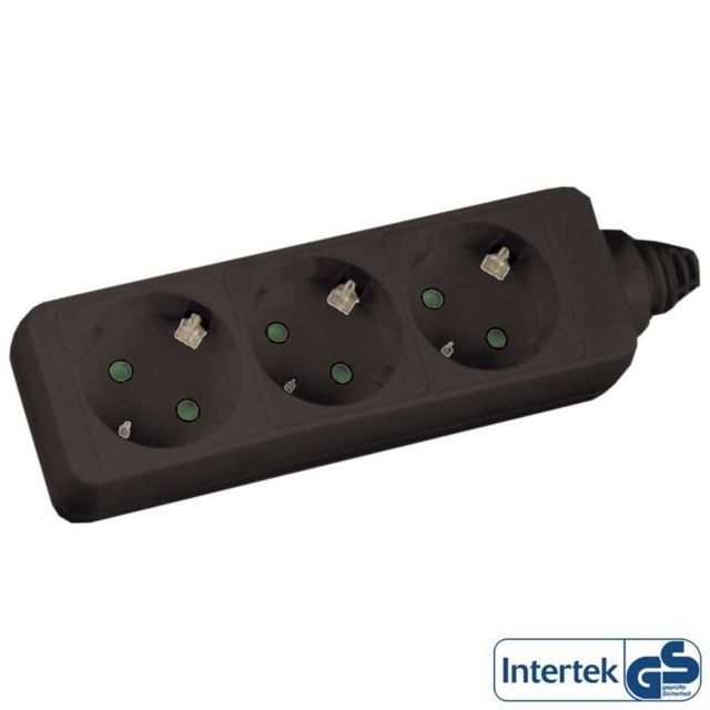 Inline - Barrette d'alimentation InLine® 3 ports de type F allemand noir 5m Inline  - Bloc multiprise 5m