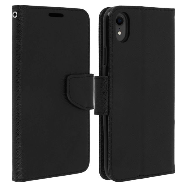 Avizar - Housse iPhone XR Etui clapet Porte-carte Fonction Stand Fancy Style - Noir - Accessoire Smartphone Apple iphone xr