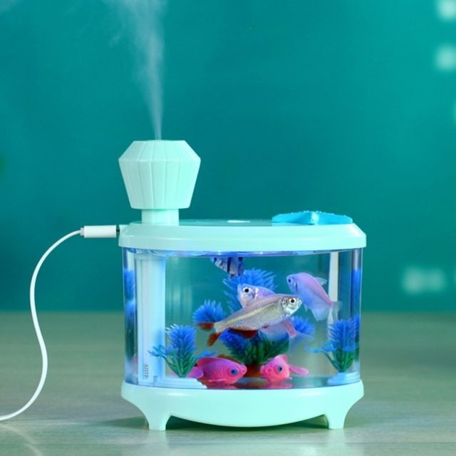 Wewoo - Humidificateur d'Air vert 460ML Fish Tank Style Ultrasons Aromathérapie Air Purificateur USB Atomiseur avec LED Night Light Wewoo - Habitat écologique