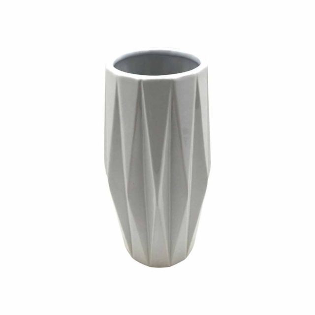 Paris Prix - Vase Déco en Céramique ""Origami"" 24cm Blanc Paris Prix  - Vases Blanc