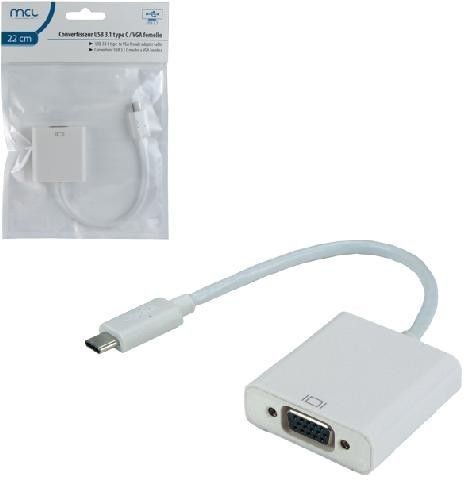 Mcl - mcl - Convertisseur USB 3.1 type C / VGA femelle - 22cm Mcl  - Adaptateurs Mcl