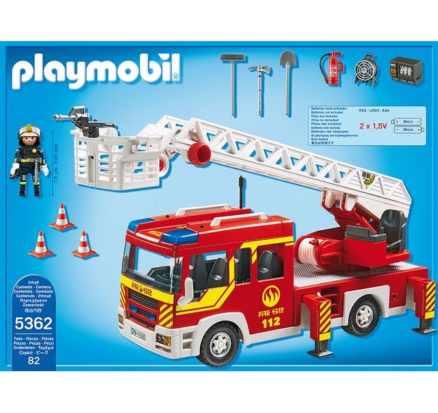 Playmobil Camion de pompier avec échelle pivotante et sirène - 5362
