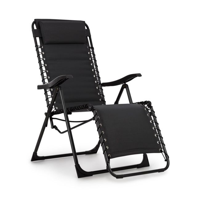 Blumfeldt - Blumfeldt California Dreaming Chaise longue de jardin réglable - transat bain de soleil pliable - cadre acier noir - Blumfeldt