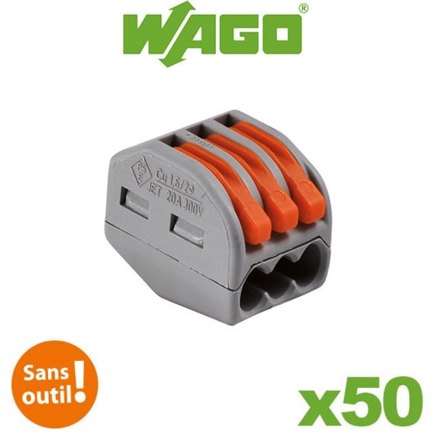 Wago -Wago - Bornes de connexion automatique S222 3 entrées par 50 Wago  - Wago