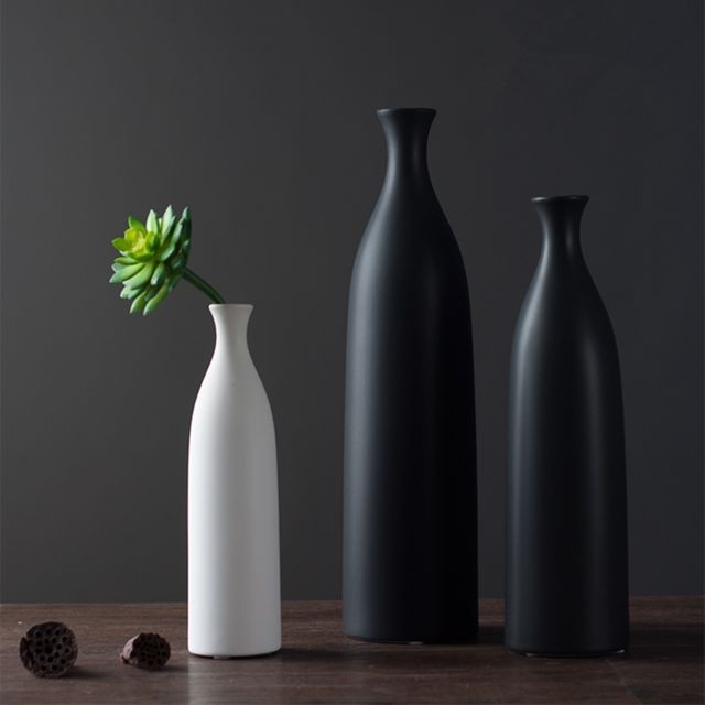 marque generique vases en céramique de style nordique table décorative debout fleur vase noir l