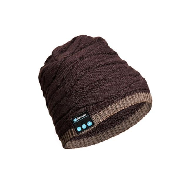 marque generique - YP Select Bonnet en tricot Automne et Hiver Casual Fish Pattern Hat Appel sans fil Musique Bluetooth 5.0 Headset Hat-Marron marque generique  - marque generique