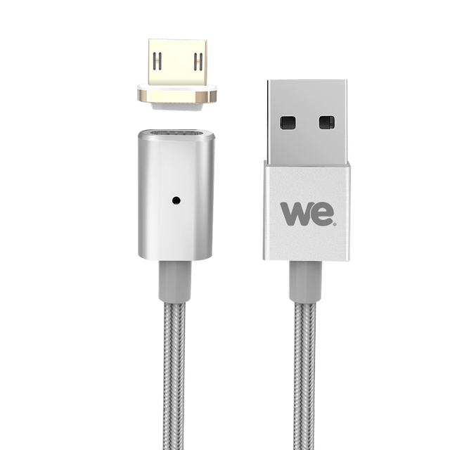 We - Câble USB 2.0/Micro USB magnétique - 1,2m - Argent We   - Câble et Connectique