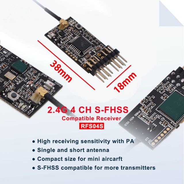 Generic - RFSS04S 2.4Ghz S-FHSS Compatible Mini 4CH RC récepteur pour les aéronefs à voilure fixe - Accessoires drone connecté