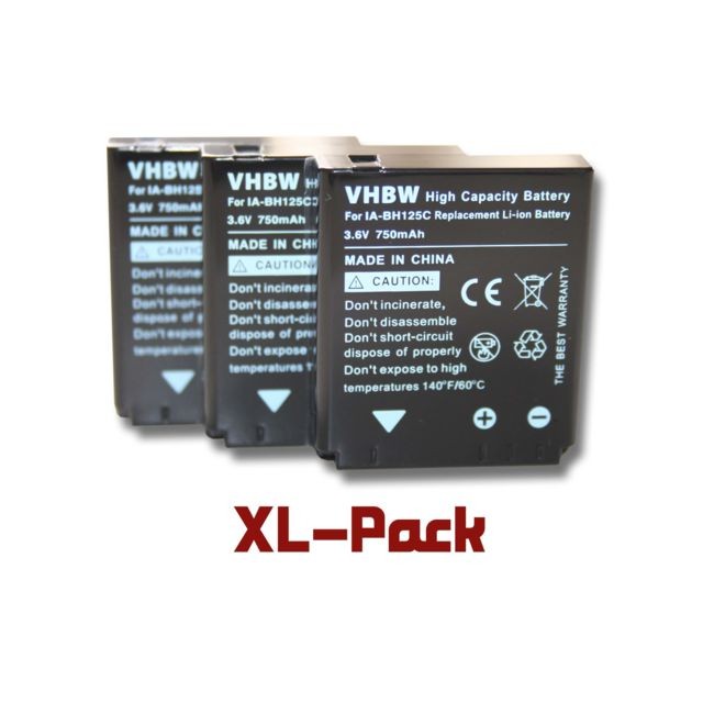 Vhbw - Set de 3 batteries 750mAh pour caméscope Samsung HMX-R10 Pentax Optio X90 Sigma DP1 DP2 DP3 Merrill  Kodak PIXPRO SP1 PIXPRO SP1 HD SP1-YL3 Vhbw  - Batterie pour pentax x90