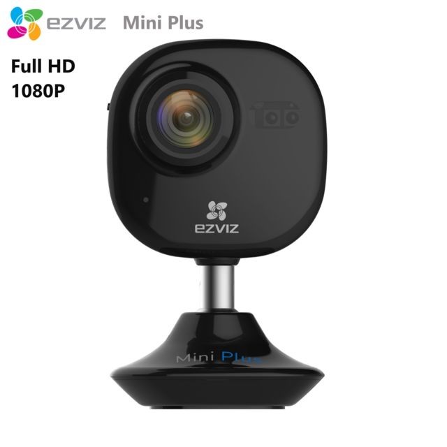 Caméra de surveillance connectée Ezviz EzViz Mini Plus - Caméra intérieur de surveillance Full HD IP Wifi sans fil Noir - Alerte sur téléphone - 1080P - Vision nocturne - Angle vue 135° - Son Bidirectionnel - Guide & Appli en français