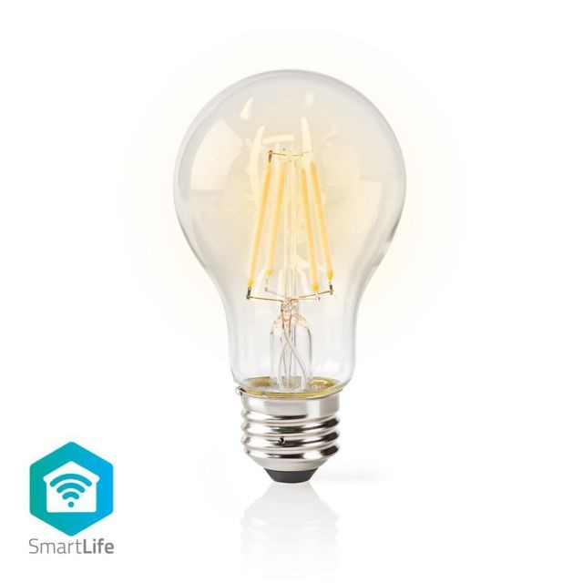 Nedis - Ampoule LED Intelligente Wi-Fi - Filament - E27 - Blanche - A60 - Ampoule connectée