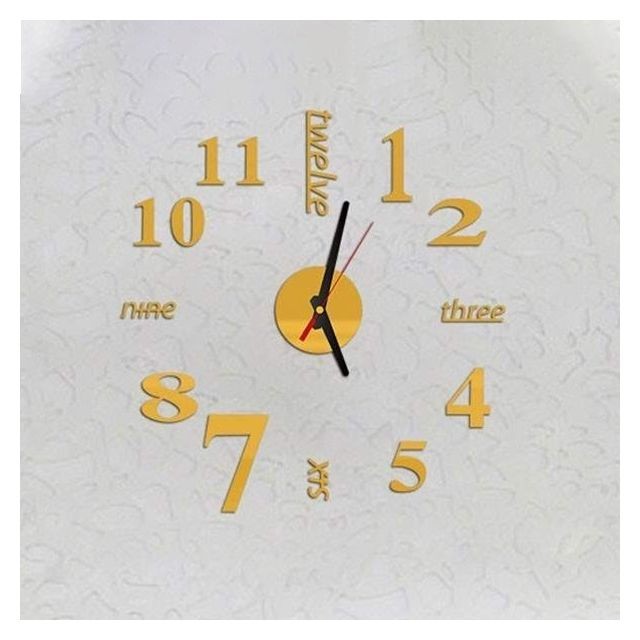Horloges, pendules Wewoo Horloge murale Lovelife WC37130 Acrylique Numérique Anglaise DIY Stéréo Or