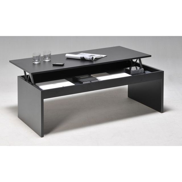 Weber Industries - Table basse relevable rectangulaire en bois noir DARWIN Weber Industries  - Table basse rectangulaire bois