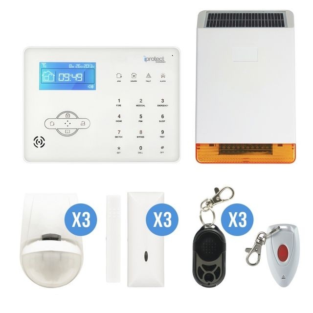 Iprotect - KIT ALARME TACTILE GSM + SIRENE SOLAIRE - Alarme connectée Sans fil