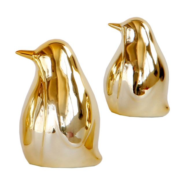marque generique - Figurine Jardin Pingouin en céramique doré marque generique  - Objets déco